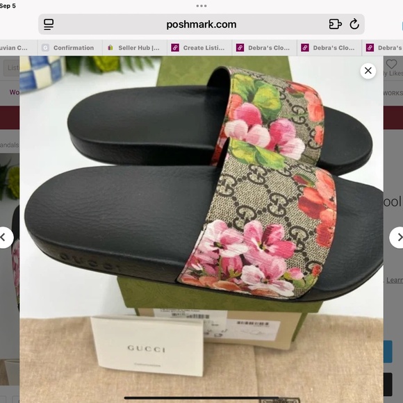 Women’s Gucci Gigi bloom pool slides, size 36 in Italy Made in Italy - Picture 2 of 9